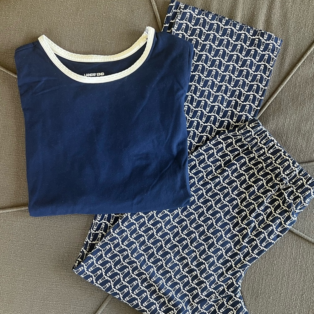 Lands' End Navy Pajama Set